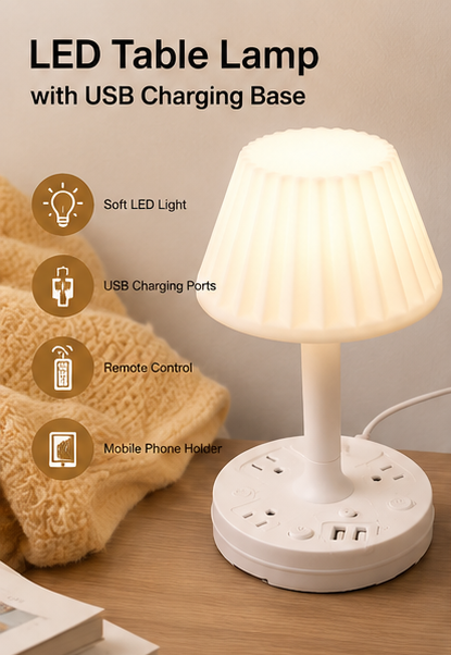 LED Table Lamp with USB Charging Base