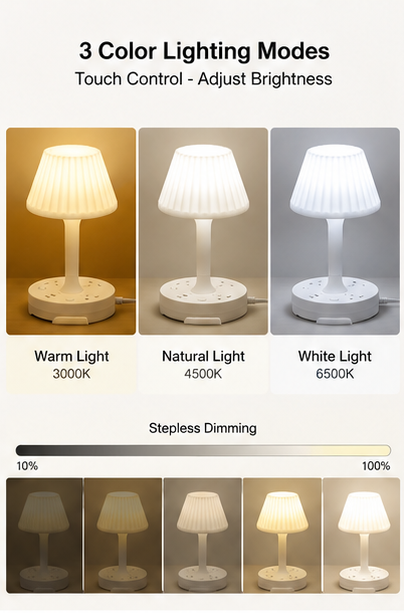 LED Table Lamp with USB Charging Base