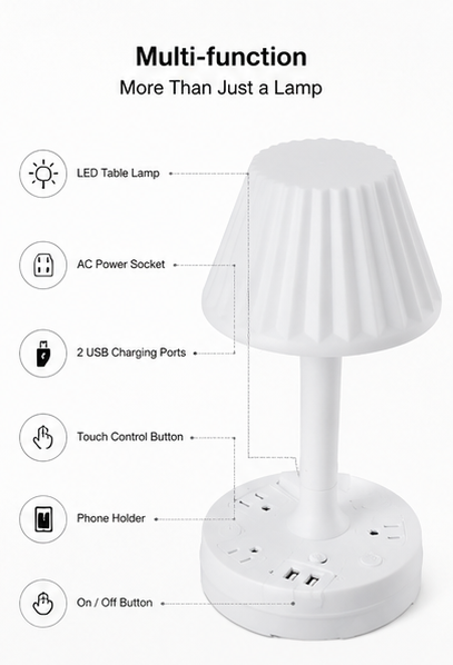 LED Table Lamp with USB Charging Base